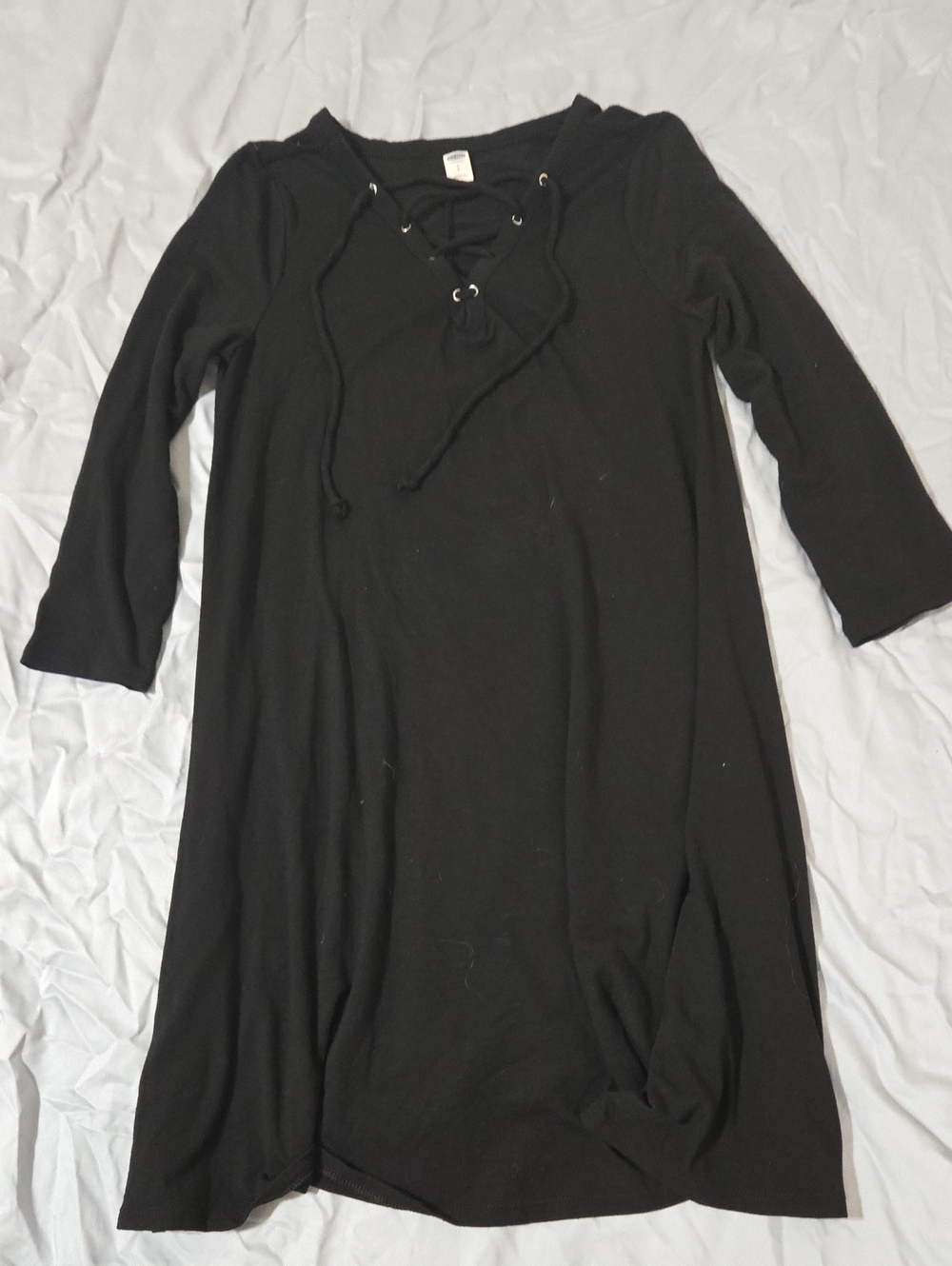 Old Navy Black Lace-Up Long Sleeve Dress